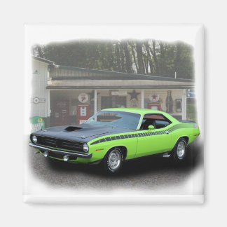 1970 Plymouth AAR Cuda in filling statio series Magnet