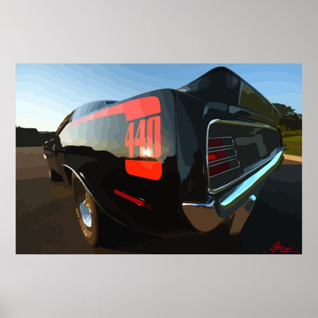 1970 Plymouth 'Cuda 440 Art Print Poster (Vectoriz (Front)