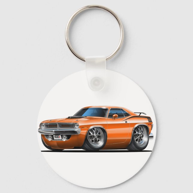 1970 Plymouth Cuda Orange Car Keychain (Front)