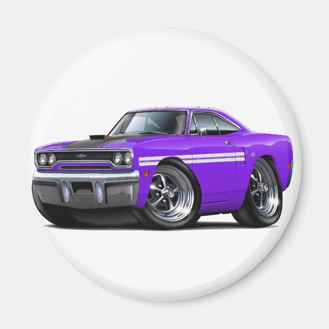 1970 Plymouth GTX Purple-White Car Magnet (Front)