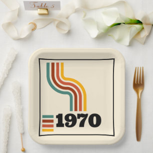 1970 Retro Vintage Poster Birthday or Reunion Paper Plates