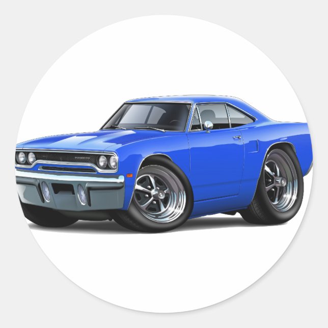 1970 Roadrunner Blue Car Classic Round Sticker (Front)