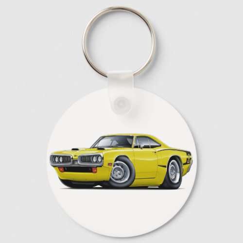 1970 Super Bee Yellow-Black C-Stripe Scoop Hood Keychain