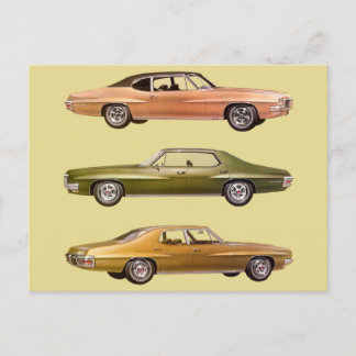 1970 three muscle cars postcard