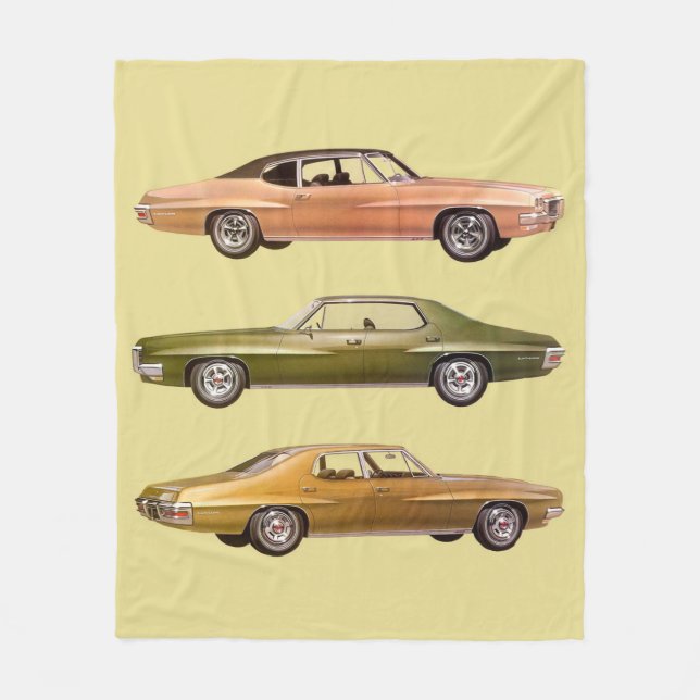 1970 three muscle cars print fleece blanket (Front)
