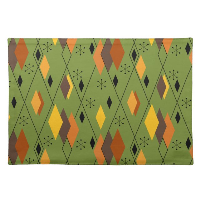 1970s Atomic Diamonds  Cloth Placemat (Front)