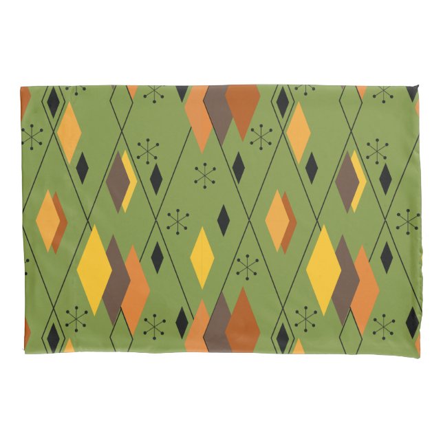 1970s Atomic Diamonds  Pillow Case (Front)