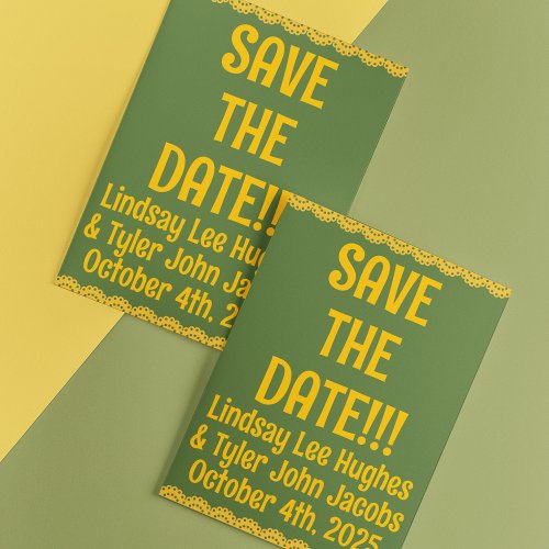 1970s Avocado and Gold Save_the_Date Postcard