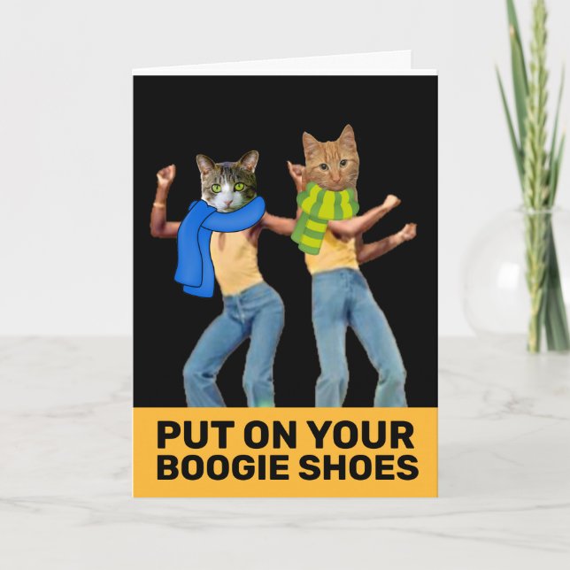 1970's BOOGIE SHOES CAT FUNNY BIRTHDAY CARD (Front)