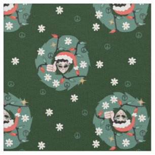 1970s christmas wreath santa alien  fabric
