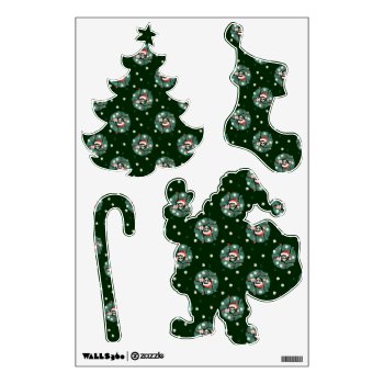 1970s Christmas Wreath Santa Alien  Wall Decal by funnychristmas at Zazzle