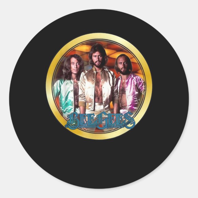 1970's Classic Bee Gees Custom Art Round Sticker (Front)