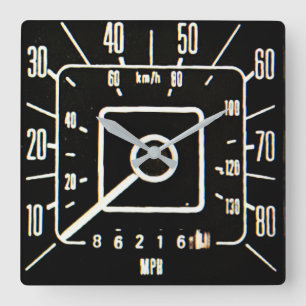 1970s Classic Truck Speedometer Square Wall Clock