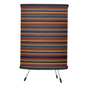 1970s Colorful Retro horizontal Stripes and zigzag Tripod Lamp