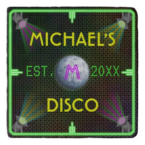 1970s Disco Ball Personalized Home Bar Trivet