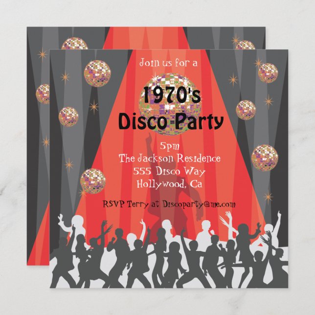 1970's Disco Party Invitation (Front/Back)