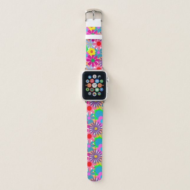 1970s Flower Power Apple Watch Band (Front)