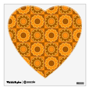 1970s flower power brown and orange retro wall decal