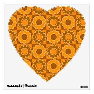 1970s flower power brown and orange retro wall decal