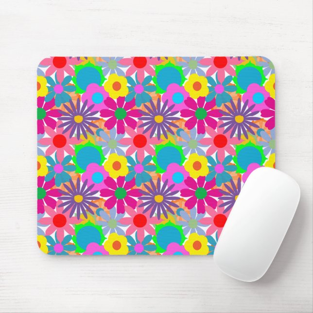 1970s Flower Power Mouse Pad (With Mouse)