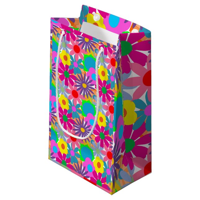 1970s Flower Power Small Gift Bag (Front Angled)