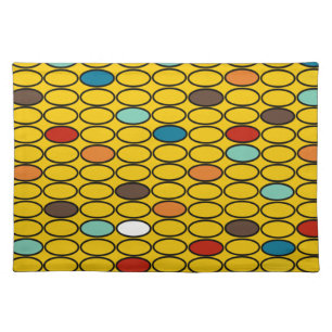 1970s Gold Ovals  Cloth Placemat
