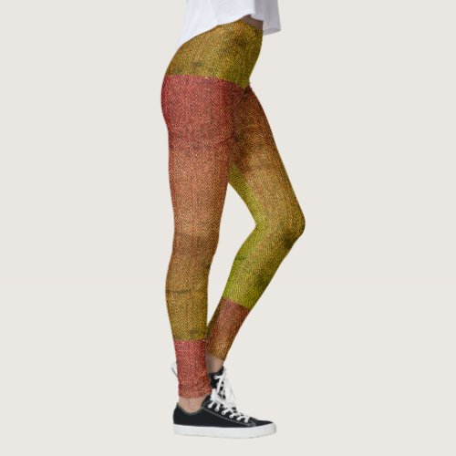 1970s Green  Pink Tweed Texture Image ZEA Leggings