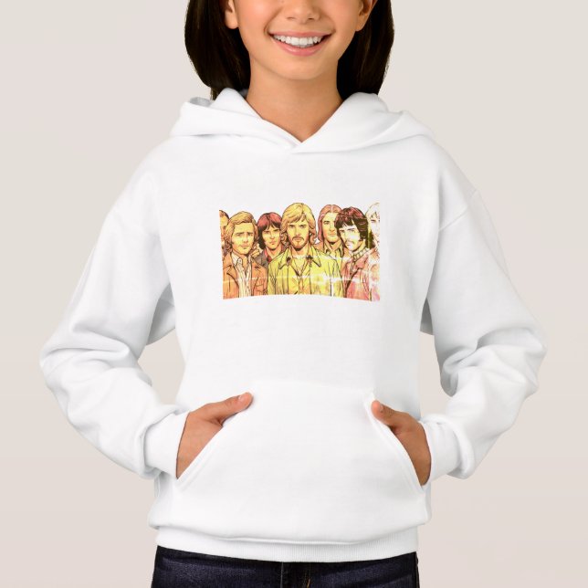 1970s Group of Men on a Cozy Long Sleeve White Hoodie (Front)
