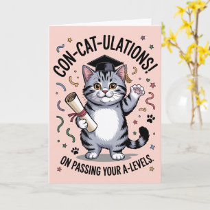 1970s-inspired “Con-cat-ulations” A-Level success Card