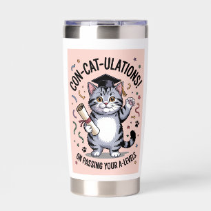 1970s-inspired “Con-cat-ulations” A-Level success Insulated Tumbler