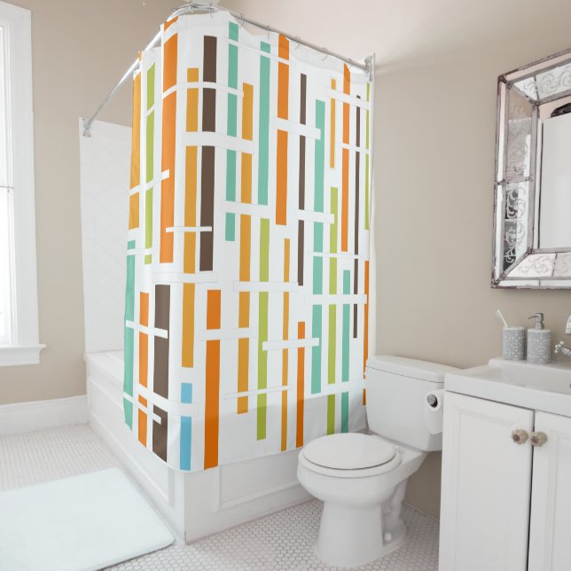 1970s Lines  Shower Curtain (In Situ)
