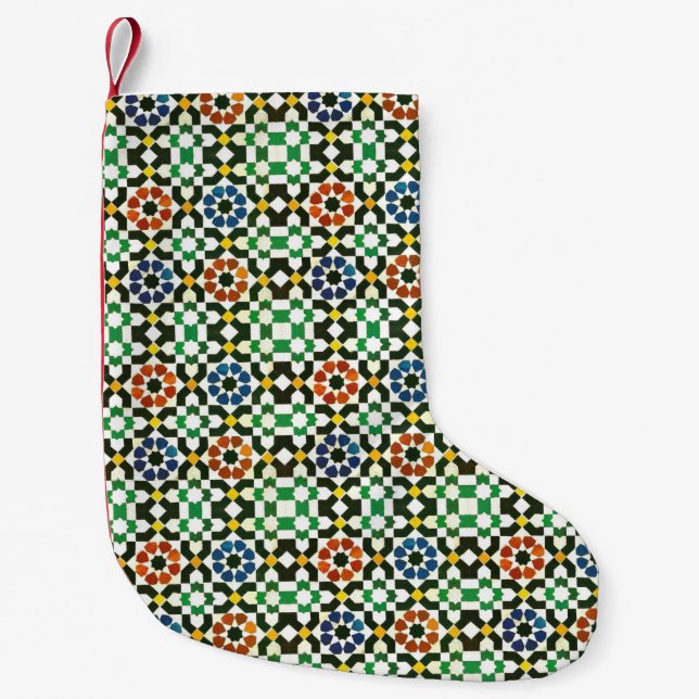 1970s Moroccan Color Pattern Small Christmas Stocking (Front)