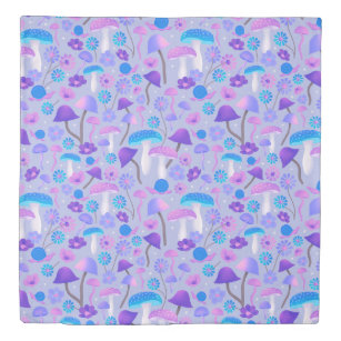 1970s Mushrooms Flowers Woodland Purple Lavender Duvet Cover