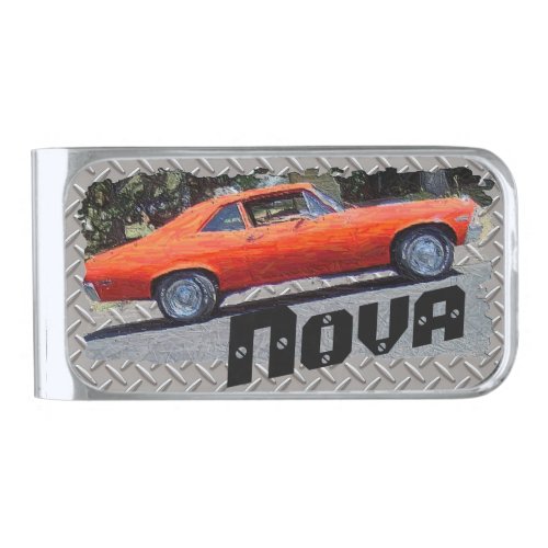 1970s Nova Muscle Car Silver Finish Money Clip