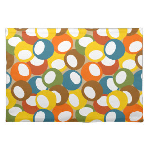 1970s Olive Circles Cloth Placemat