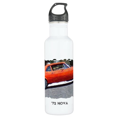 1970s Orange Nova Digital Art Water Bottle