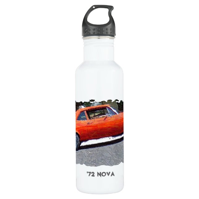 1970s Orange Nova Digital Art Water Bottle (Front)