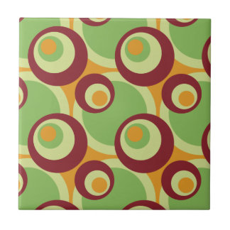 1970s overlapping disco circles green orange ceramic tile