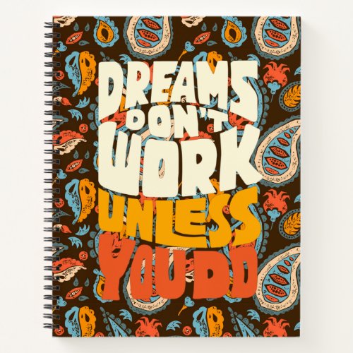 1970s Paisley Pattern  Retro Typography Quote Notebook