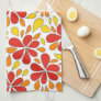 1970s Retro Abstract Flowers Red Orange Yellow Kitchen Towel