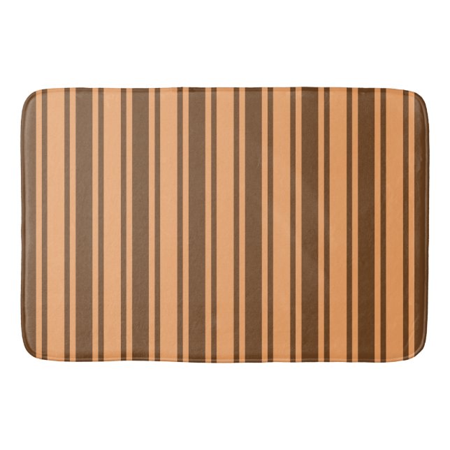 1970s retro brown candy stripes bath mat (Front)