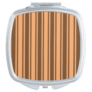 1970s retro brown candy stripes compact mirror