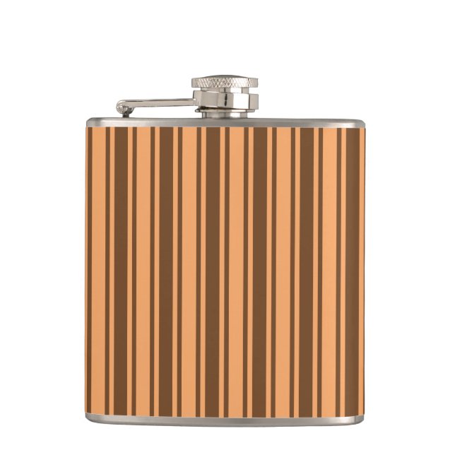 1970s retro brown candy stripes flask (Front)