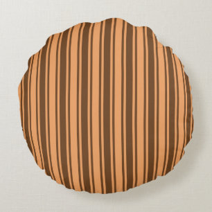 1970s retro brown candy stripes round pillow