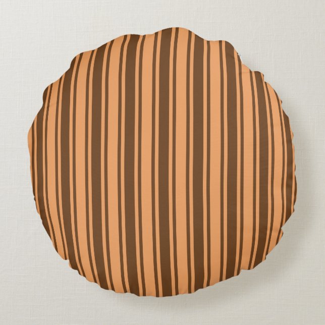 1970s retro brown candy stripes round pillow (Back)