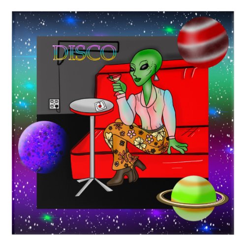 1970s Retro Extraterrestrial in Disco Lounge Acrylic Print