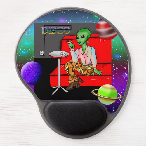 1970s Retro Extraterrestrial in Disco Lounge  Gel Mouse Pad