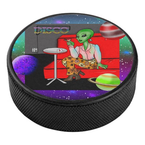 1970s Retro Extraterrestrial in Disco Lounge Hockey Puck