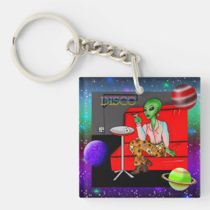 1970's Retro Extraterrestrial in Disco Lounge Keychain