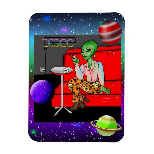 1970s Retro Extraterrestrial in Disco Lounge Magnet